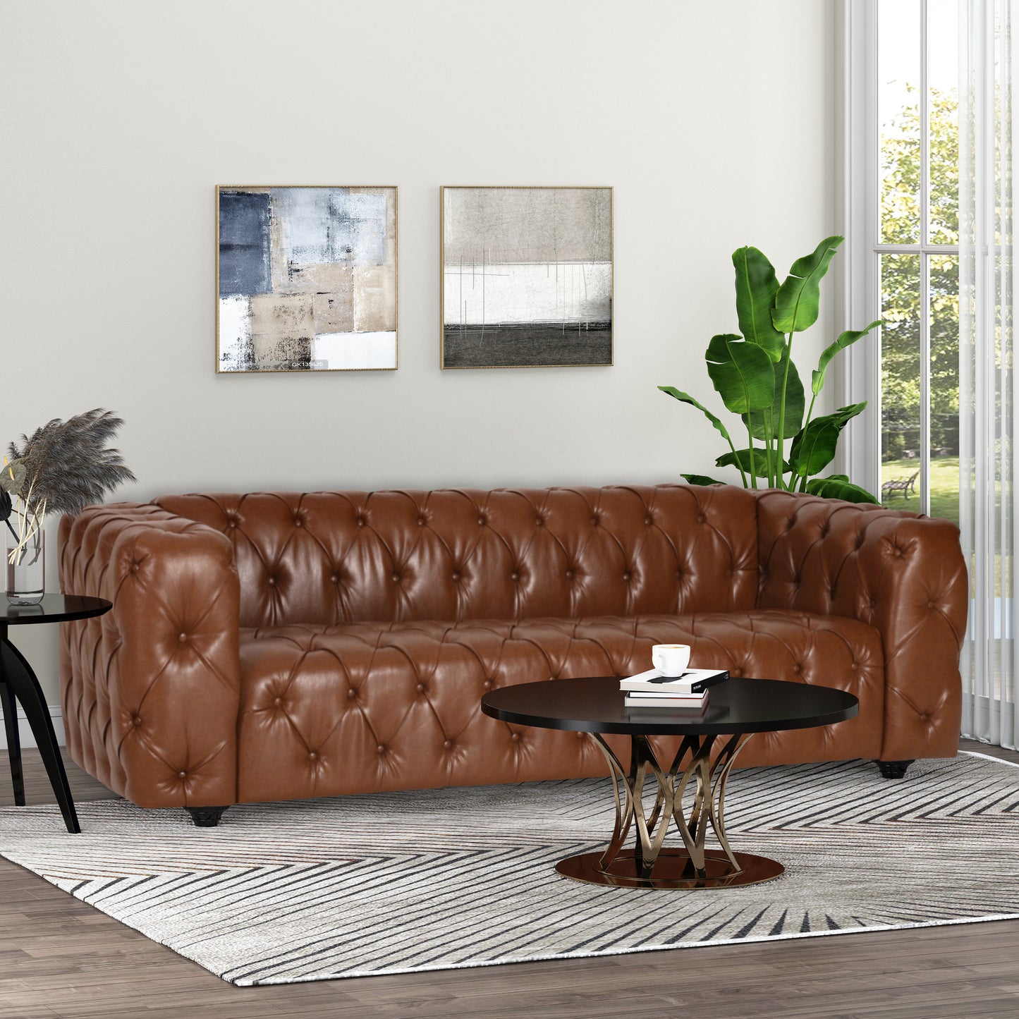 Marengo Contemporary Velvet Tufted 3 Seater Sofa – GDFStudio