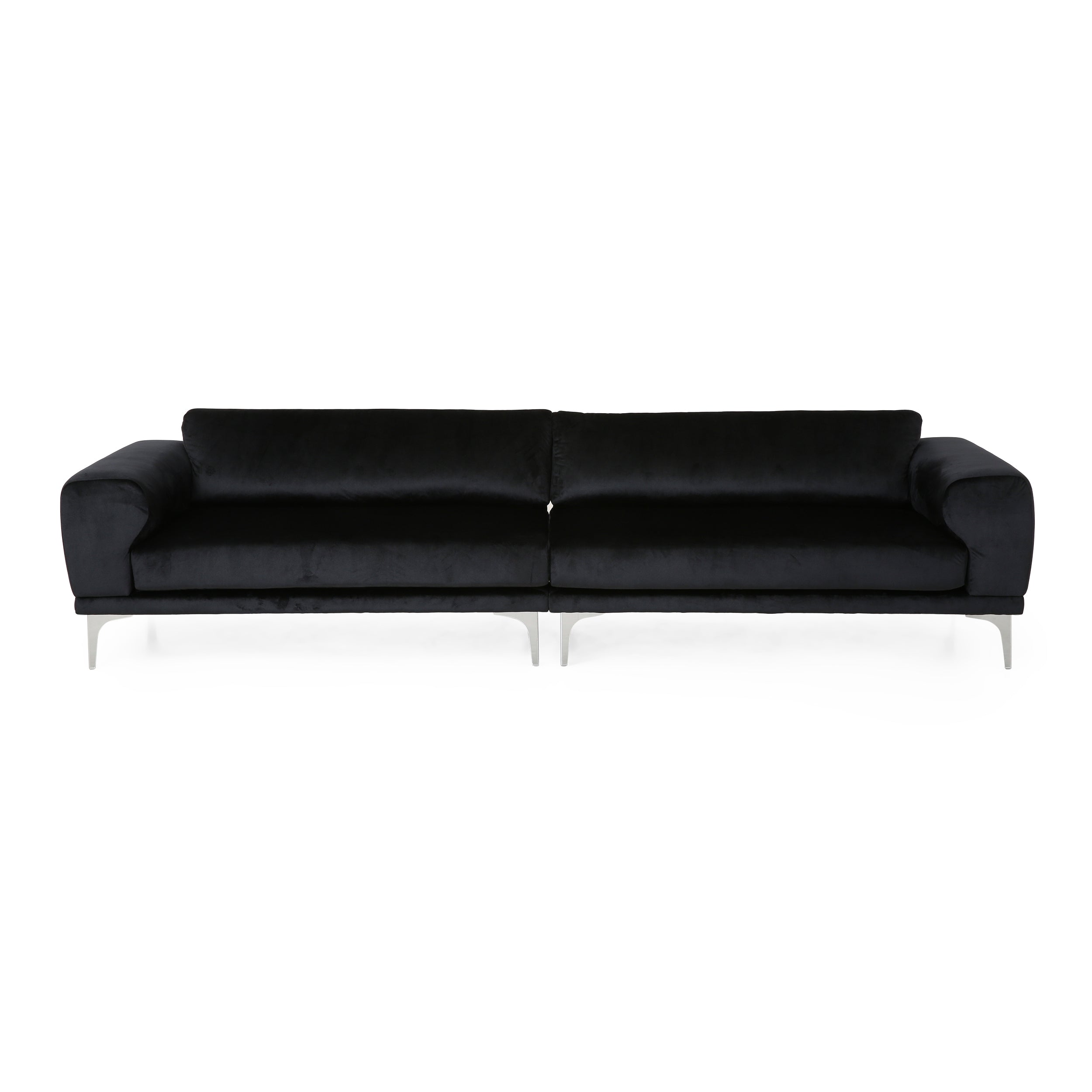 Annagrace Modern Glam 4 Seater Velvet Sofa EmeraldSilver