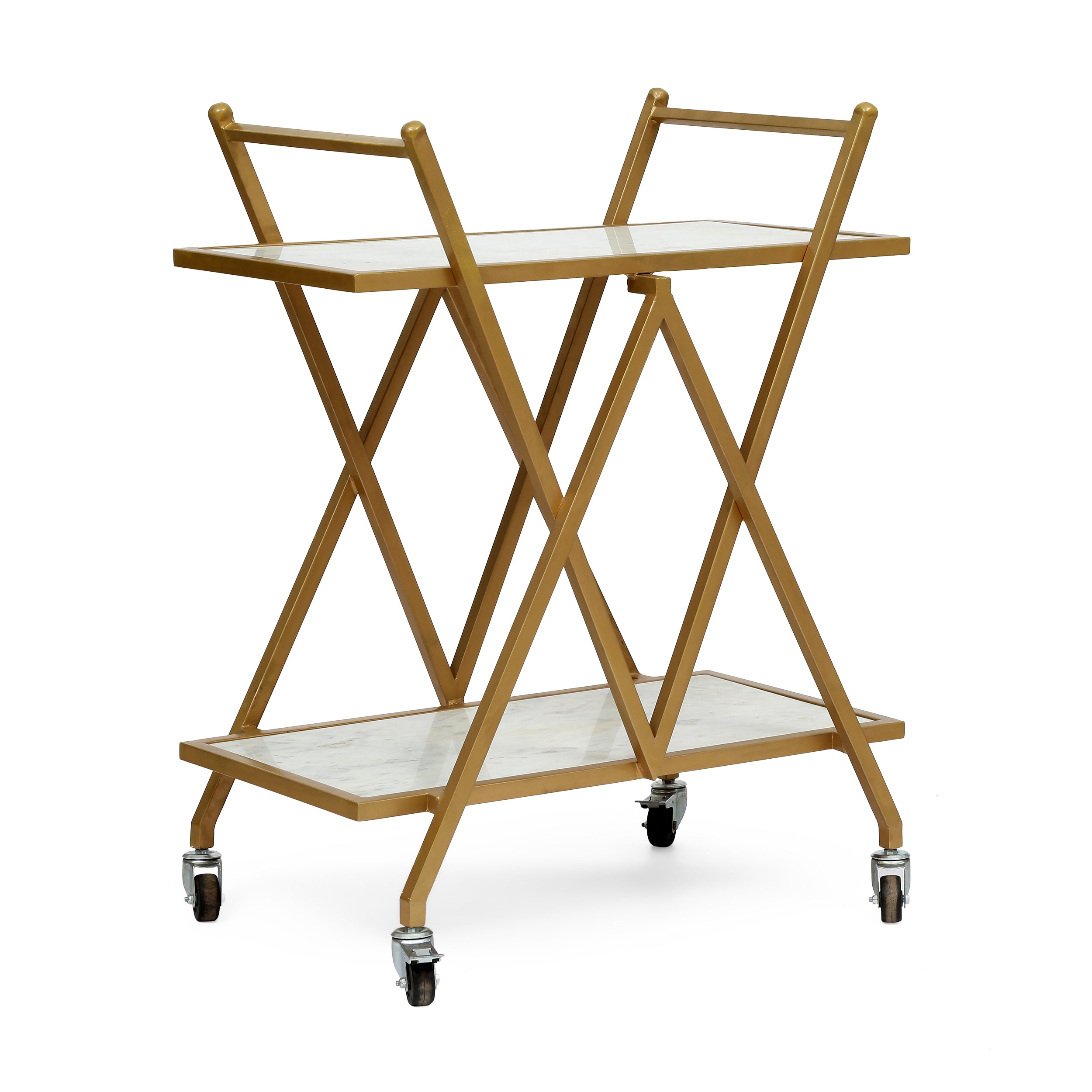 Adair Handcrafted Modern Glam Marble Bar Cart Default Title