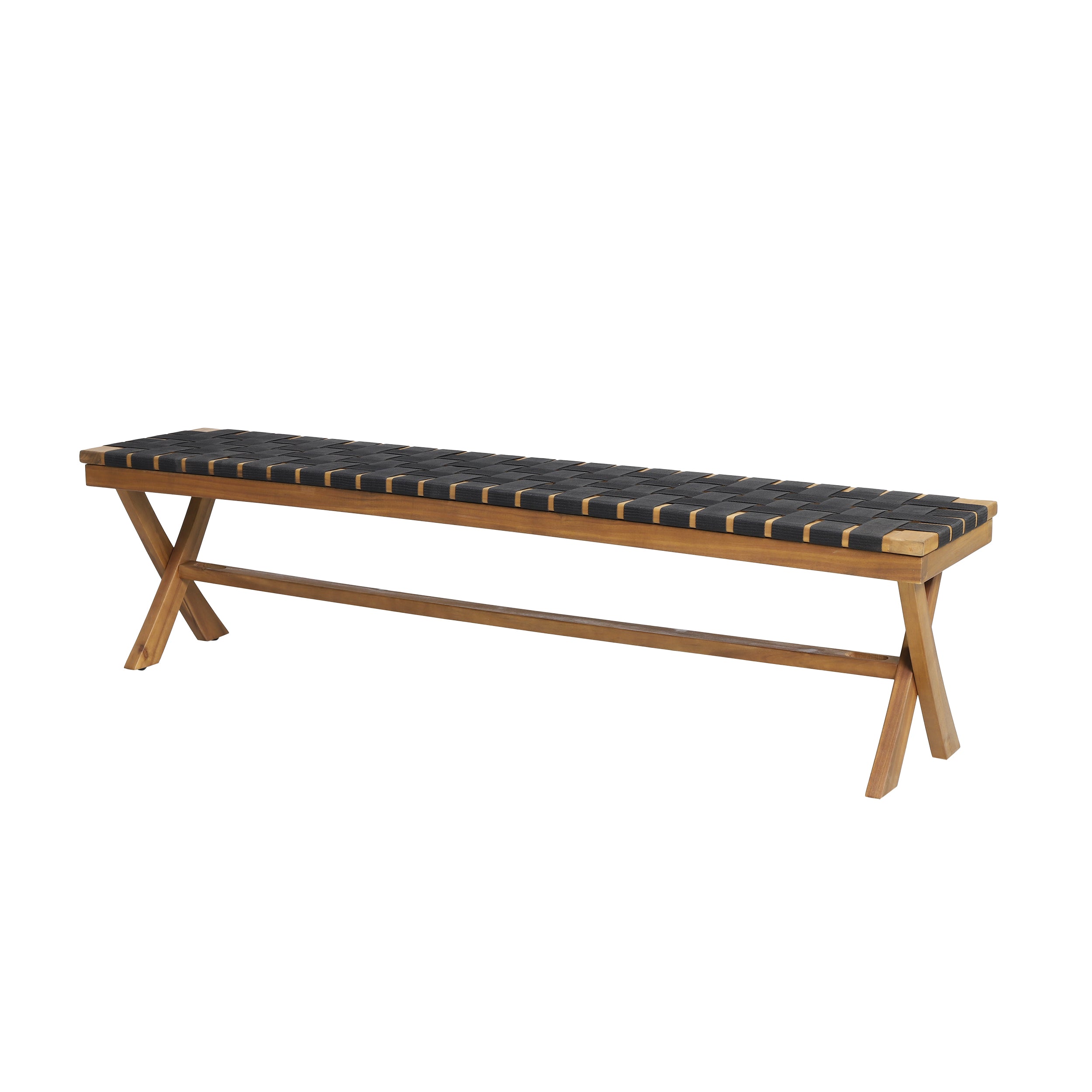 Angie Outdoor Acacia Wood Bench with Rope Seating Default Title