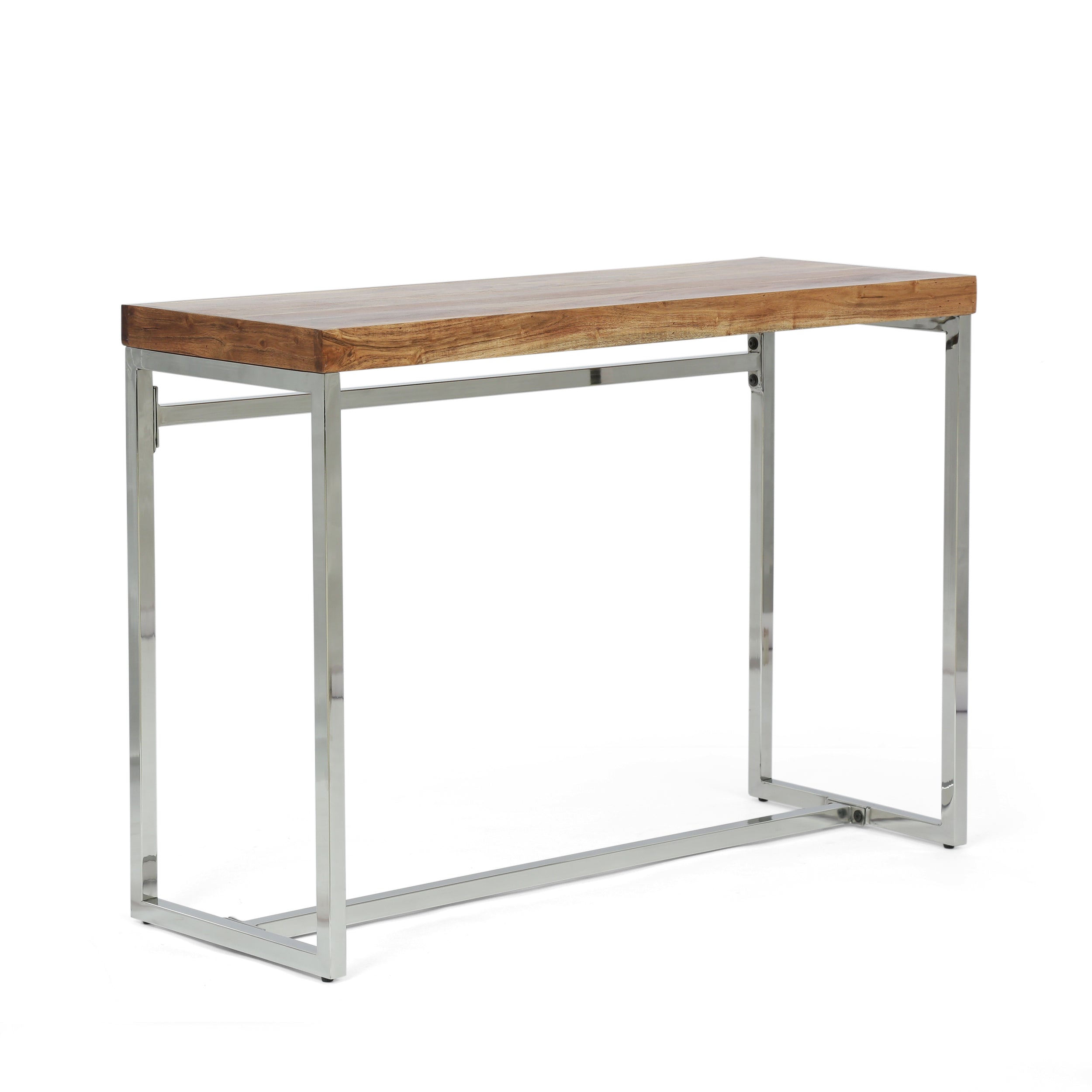 Alledonia Rustic Glam Handcrafted Acacia Wood Desk Natural and Silver Default Title