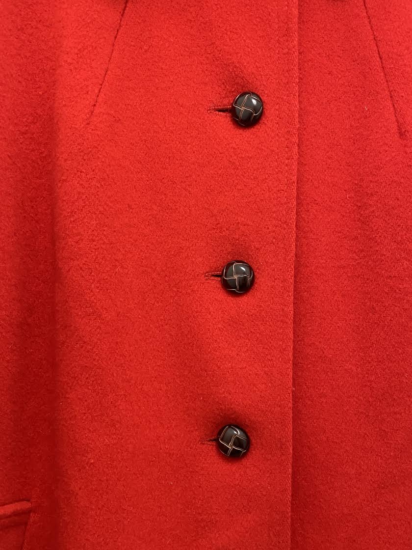 Vintage - Wool A Line Car Coat / Red - M