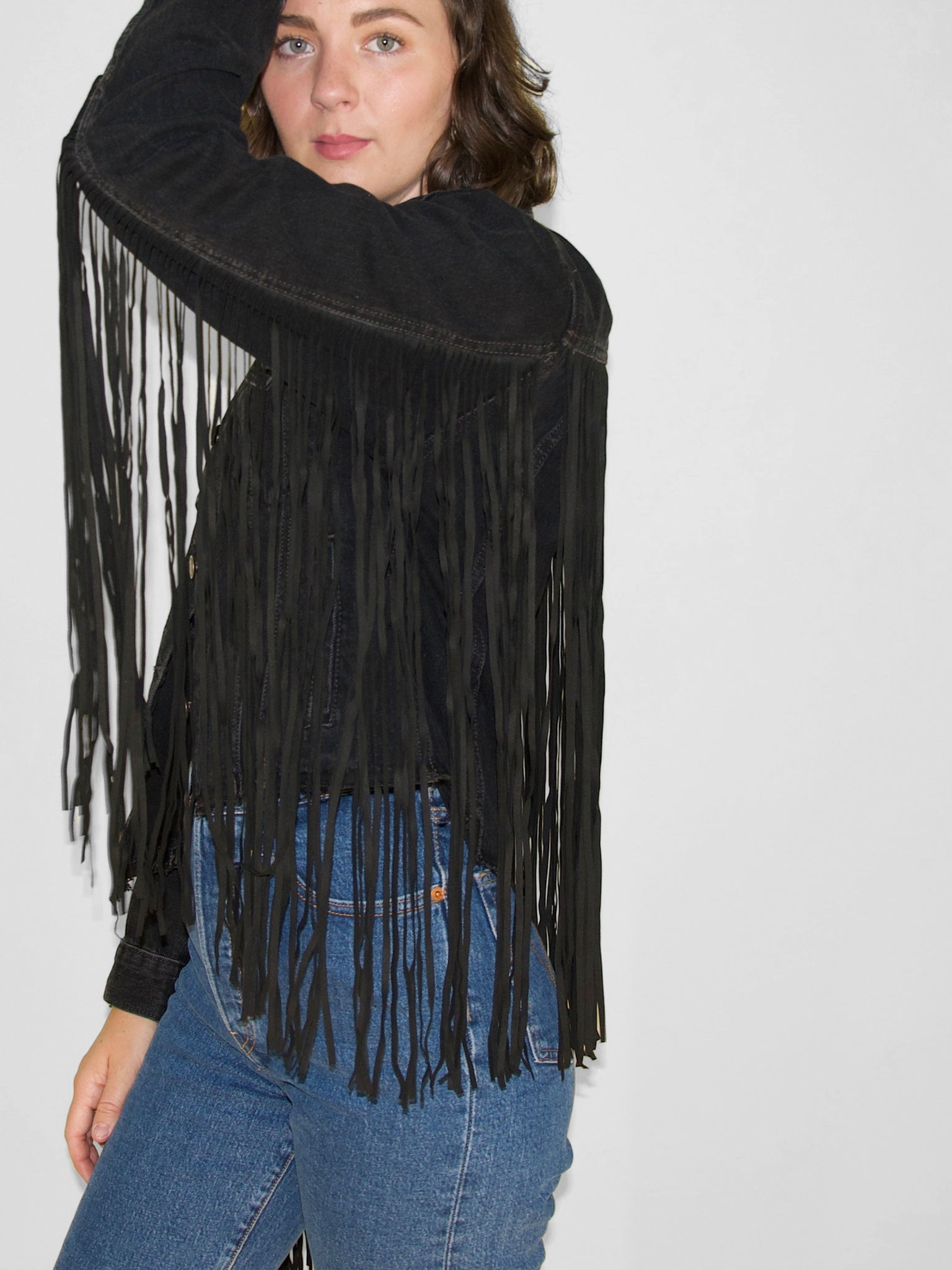 levi's ex boyfriend fringe trucker jacket