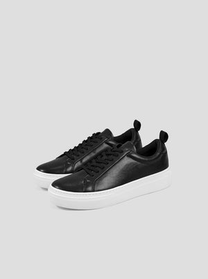 black leather platform sneakers