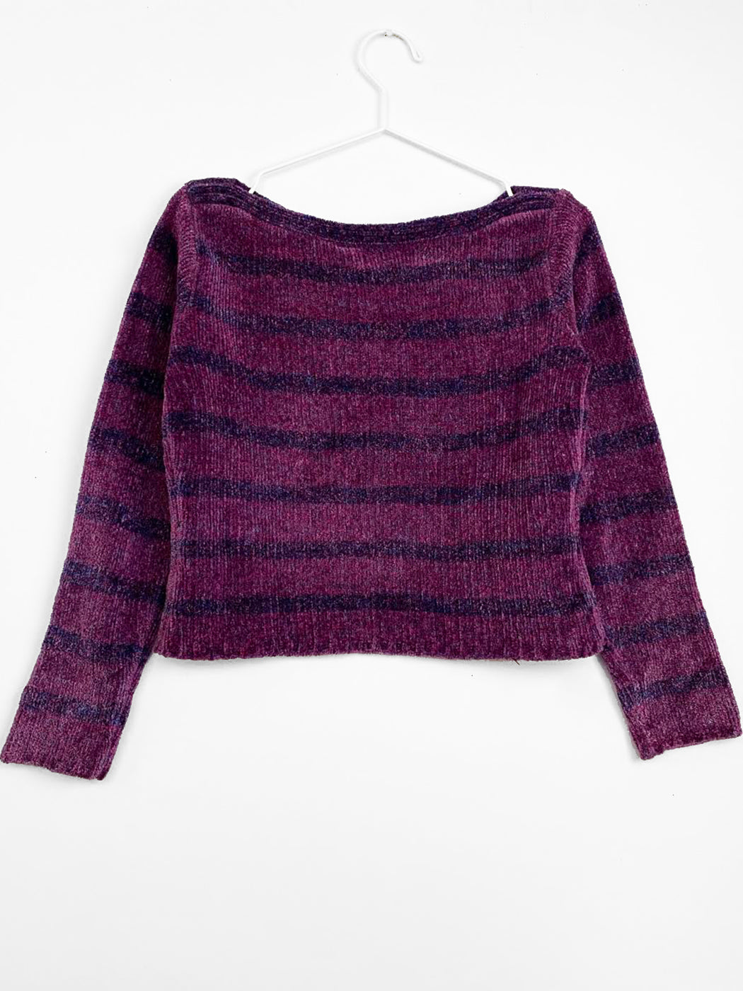 Vintage - Chenille Crop Sweater / Purple Stripe - SM