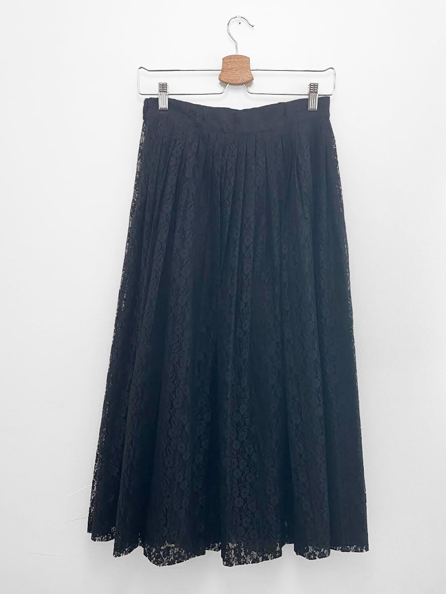 Vintage - Pleated Lace Midi Skirt / Made in Paris - XS