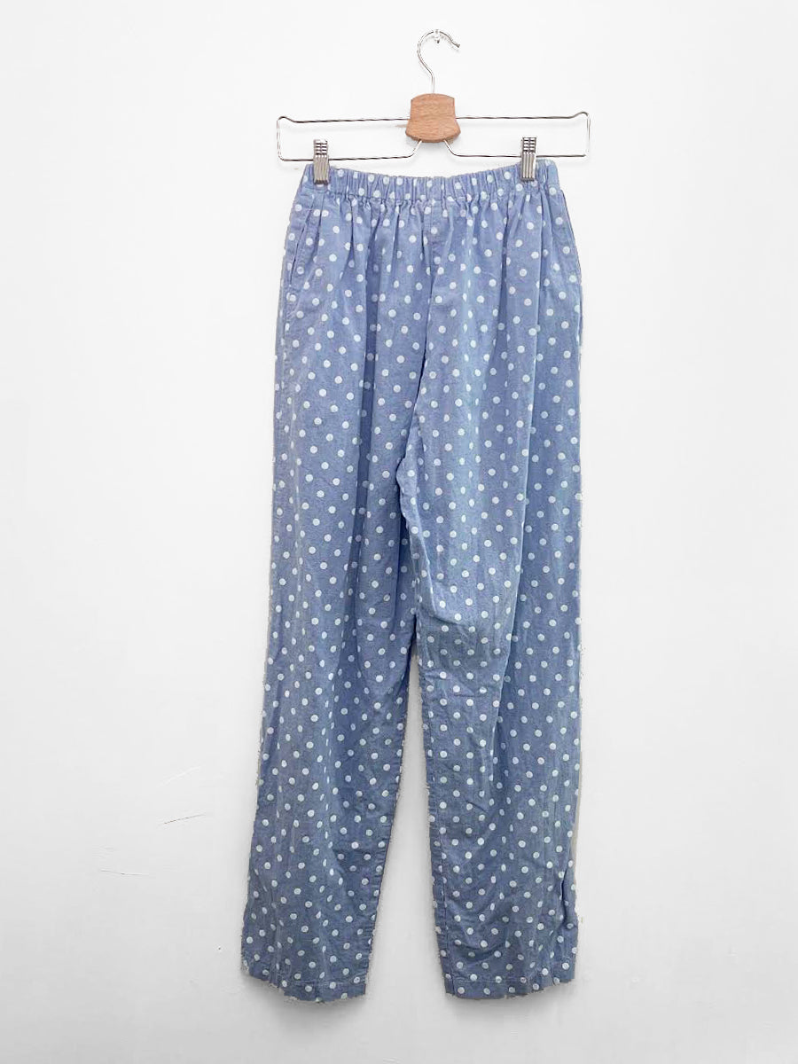 Vintage - Cotton Polka Dot Pants / Light Blue - M/L