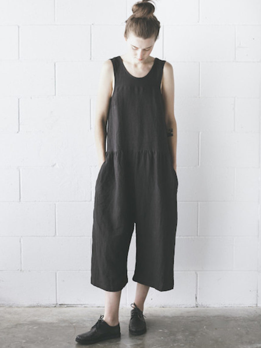 Resale - Ilana Kohn Linen Samet Jumpsuit / Washed Black - M