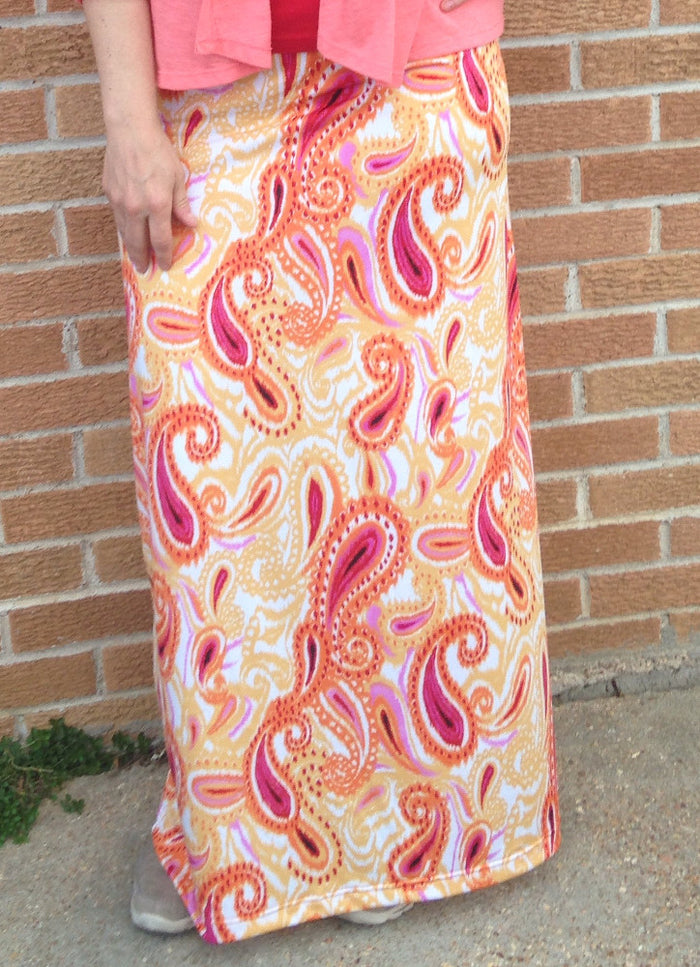 paisley print maxi skirt