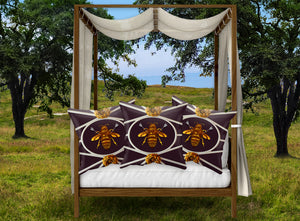 Versailles Baroque Royal Honey Bee Pillowcase- in Eggplant Wine Red Purple