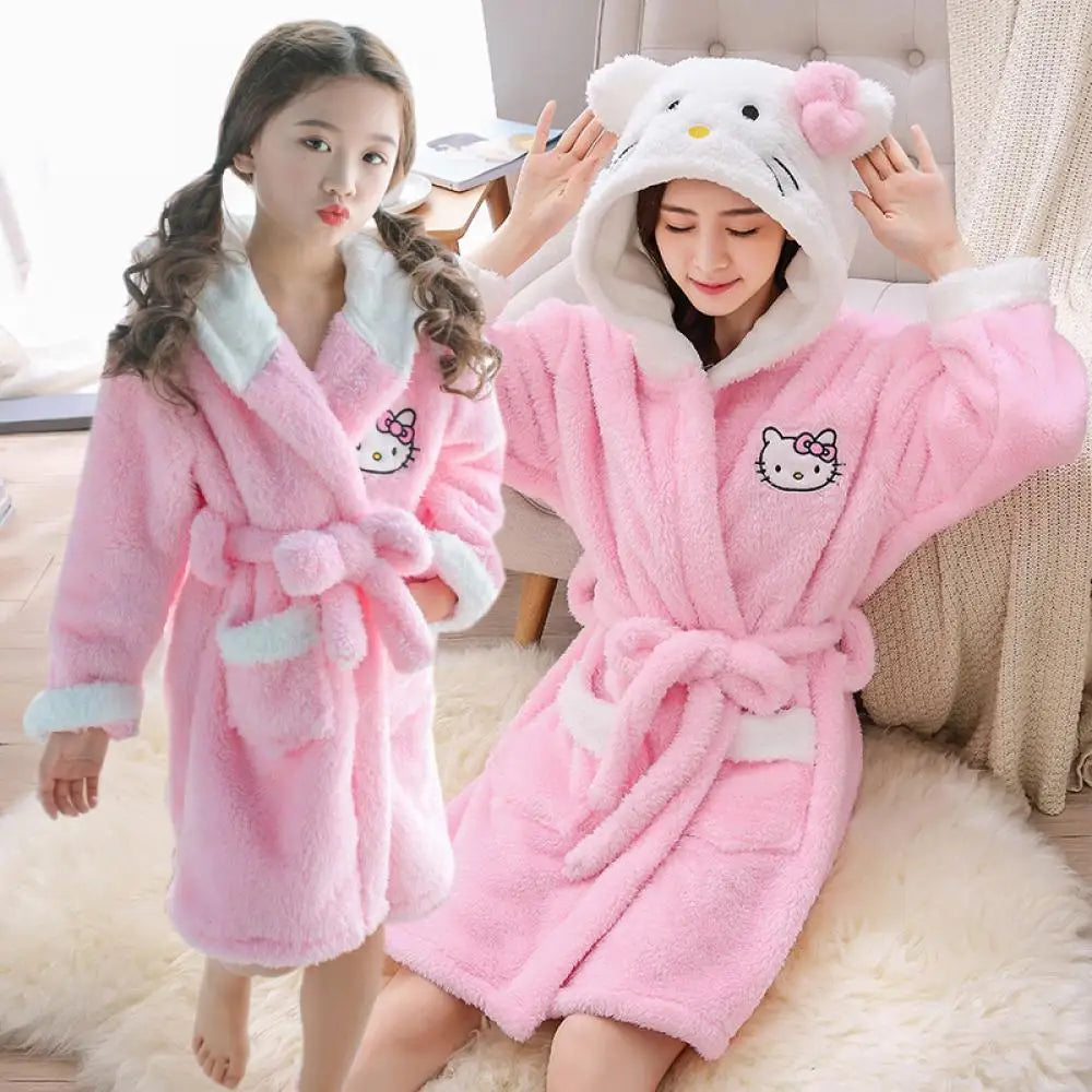 Super Soft Fleece Pretty Pink Hello Kitty™ Hooded Robe for Girls & Tweens