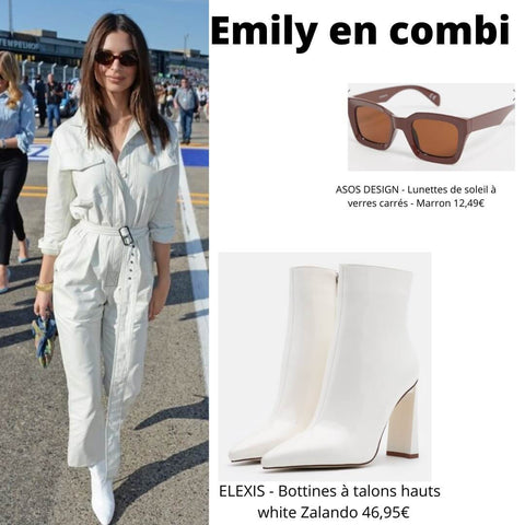 Emily Ratajkowski - Combinaison en jean blanc