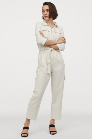 Combinaison femme en jean blanche
