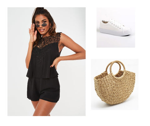 look combishort en dentelle noire