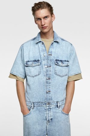 Combishort homme en jean avec t-shirt
