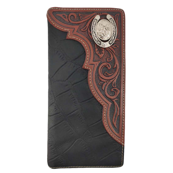 Janhooya RFID Blocking Mens Western Cowboy Wallet Genuine Leather Long