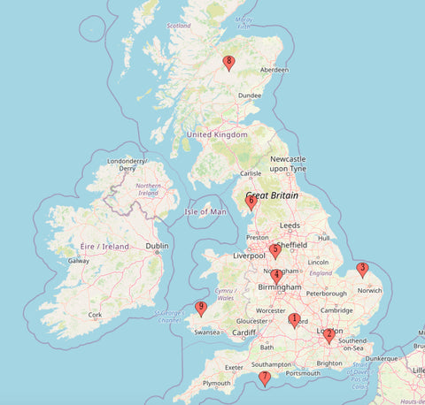 Christmas Dog Walks on UK Map