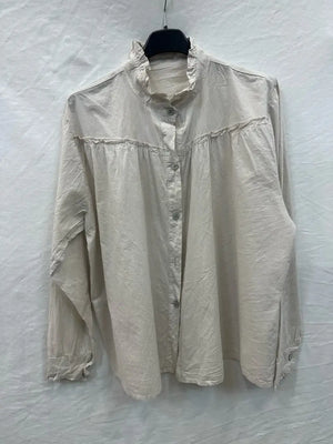 Cotton ruffled shirt @88270_ChVolantUni: Light beige - Z & Z Designs