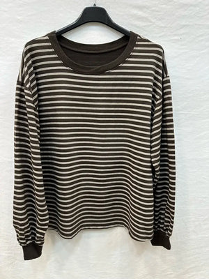 Stripe Sweatshirt:  Brown - Z & Z Designs