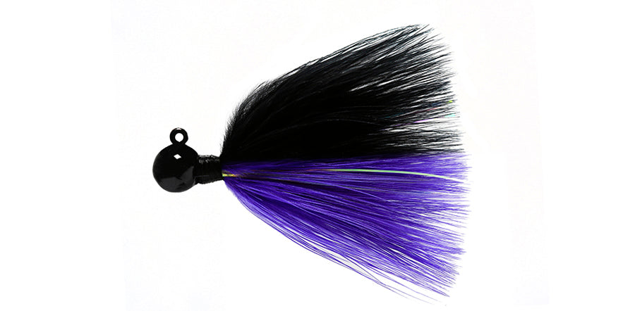 Hot Pink Head, Black and Purple Marabou Hand Tied Jig