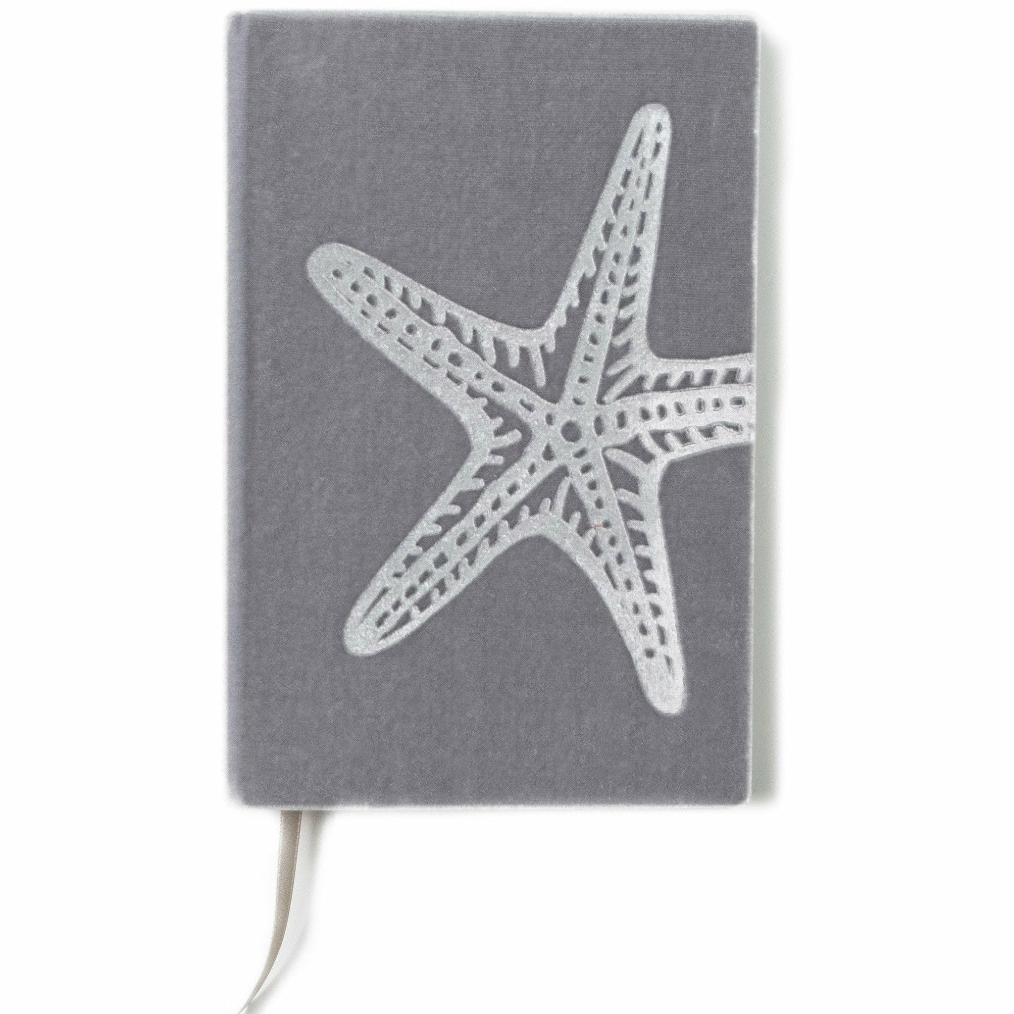Starfish Silk Velvet Writer's Notebook with Ribbon Bookmark
