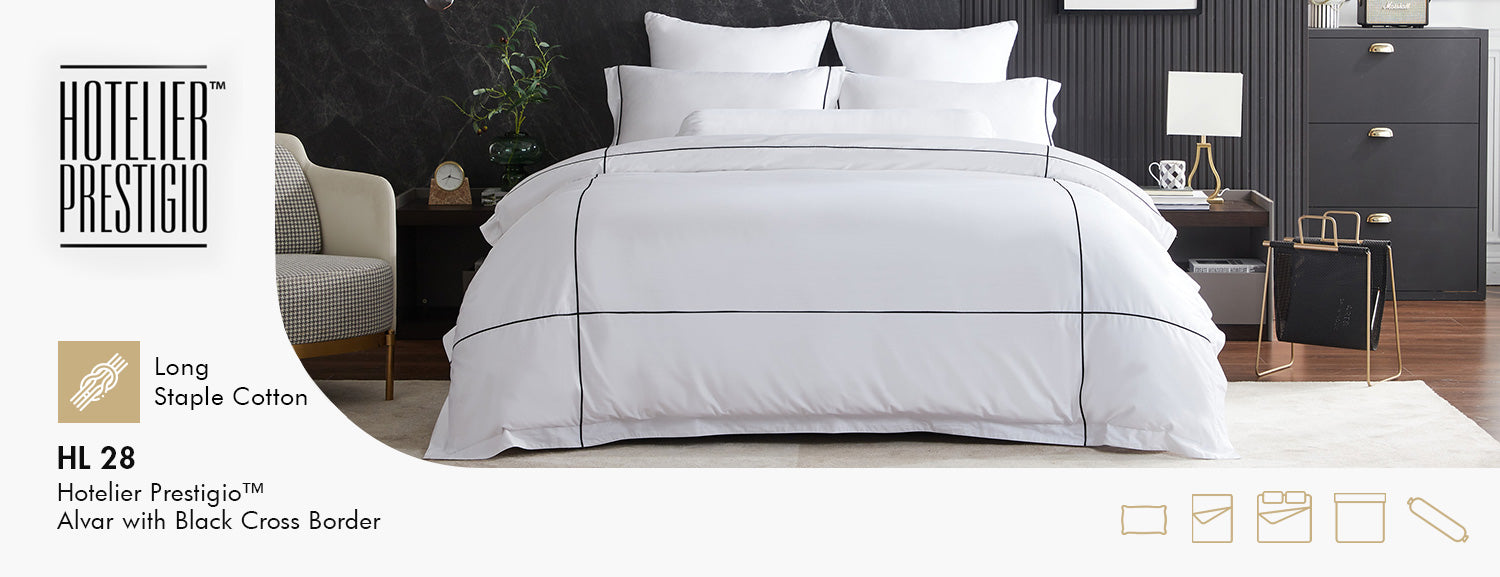 HL 28 Hotelier Prestigio™ Alvar With Black Cross Border Fitted Sheet Set