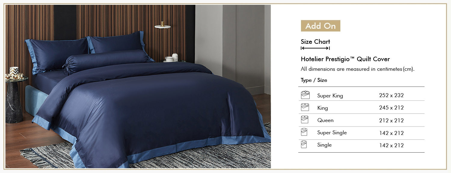 Hotelier Prestigio™ Supima Cotton Royal Azure Fitted Sheet Set Add On Size Chart