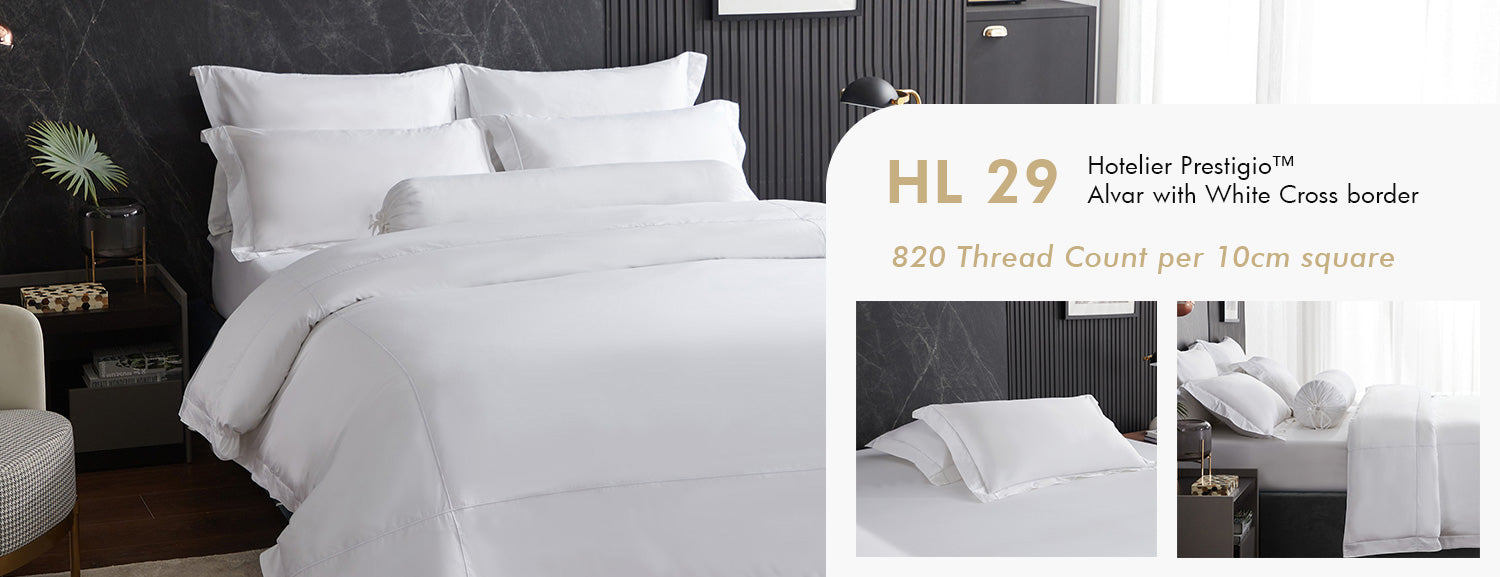 Hotelier Prestigio™ Alvar With White Cross Border Fitted Sheet Set HL 29
