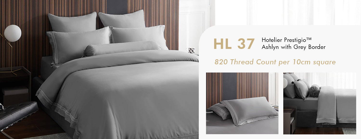 Hotelier Prestigio™ Ashlyn With Grey Border Fitted Sheet Set HL