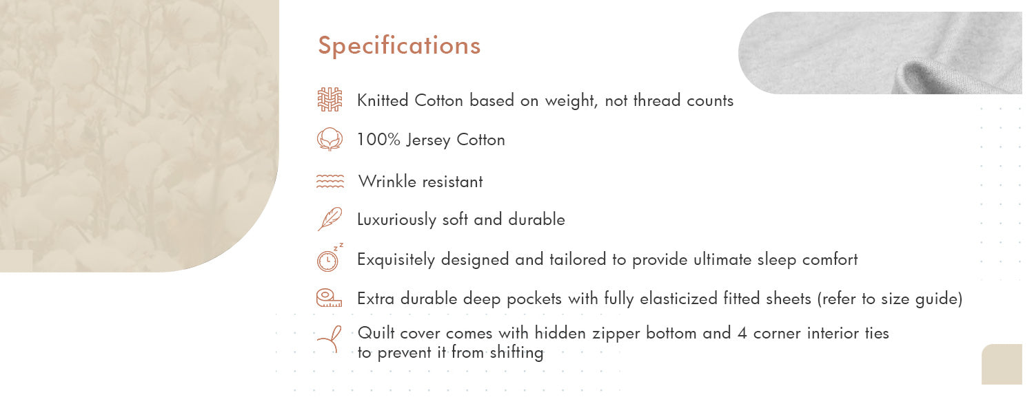 Cotton Pure? Milky Beige Jersey Cotton Bolster Case Specifications