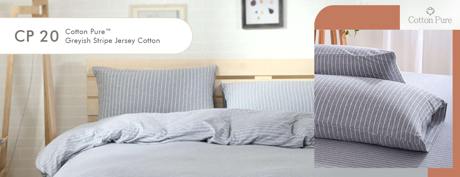 CP 20 Cotton Pure? Greyish Stripe Jersey Cotton Quilt Cover