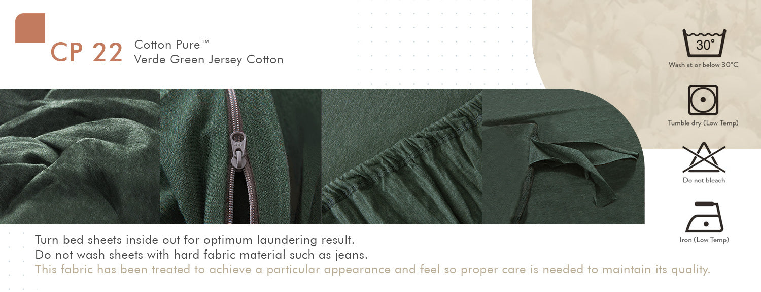 Cotton Pure™ Verde Green Jersey Cotton Fitted Sheet Set CP 22