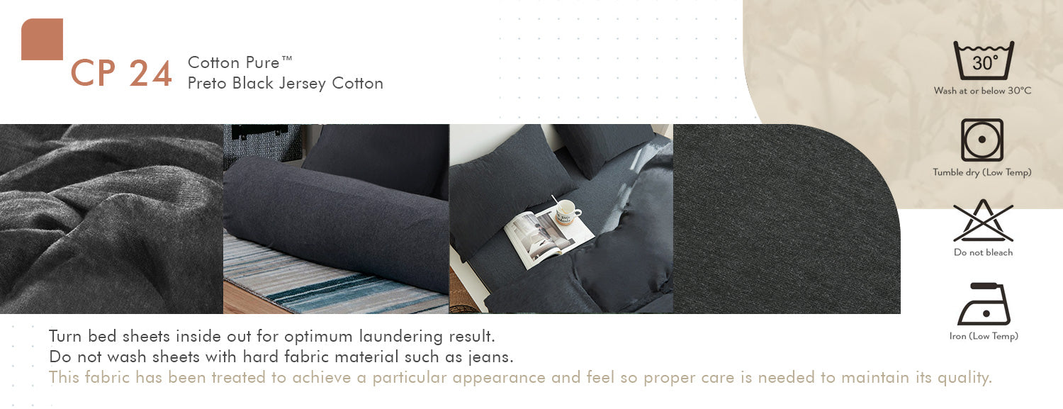 Cotton Pure? Preto Black Jersey Cotton Pillow Case CP 24