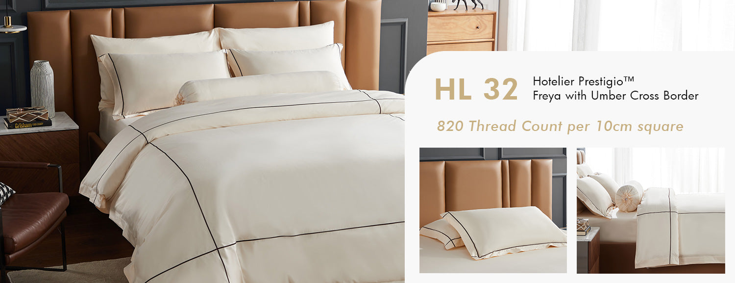 Hotelier Prestigio™ Freya With Umber Cross Border Fitted Sheet Set HL 32