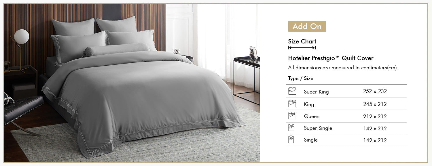 Hotelier Prestigio™ Ashlyn With Grey Border Fitted Sheet Set Add On Size Chart