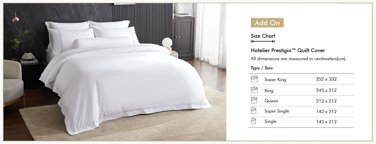 Hotelier Prestigio™ Lucent White With Grey Lines Fitted Sheet Set Add On Size Chart