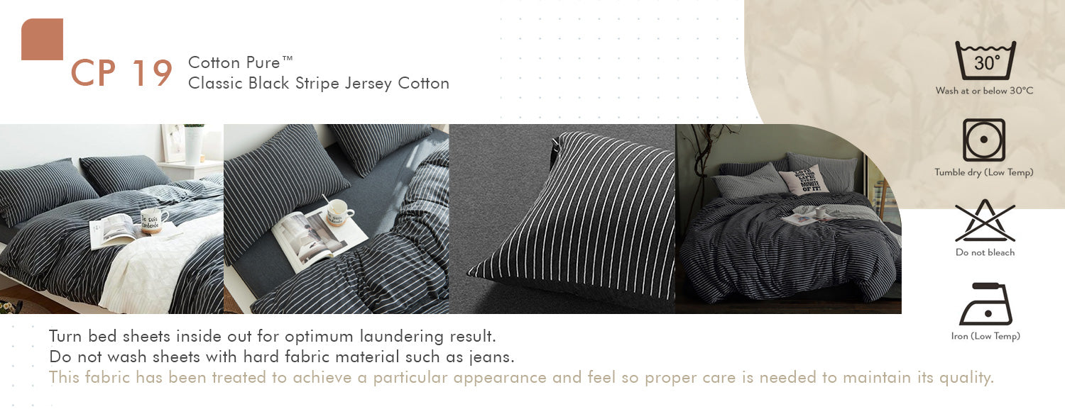 Cotton Pure? Classic Black Stripe Jersey Cotton Quilt Cover CP 19
