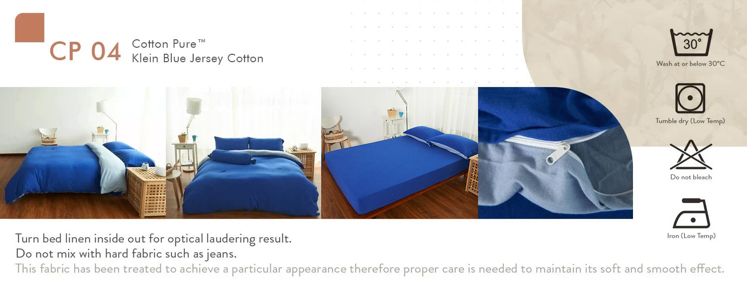 Cotton Pure? Klein Blue Jersey Cotton Fitted Sheet Set CP 04