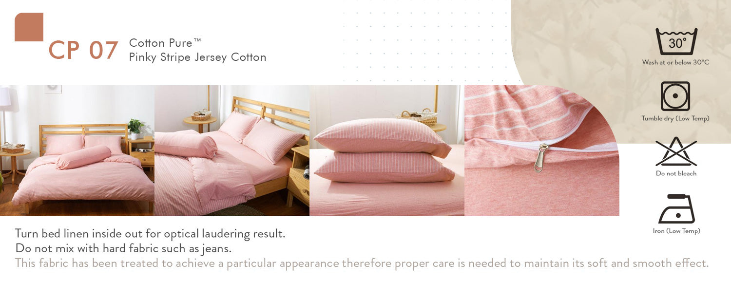 Cotton Pure? Pinky Stripe Jersey Cotton Fitted Sheet Set CP 07