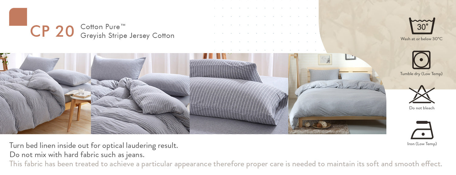 Cotton Pure? Greyish Stripe Jersey Cotton Fitted Sheet Set CP 20