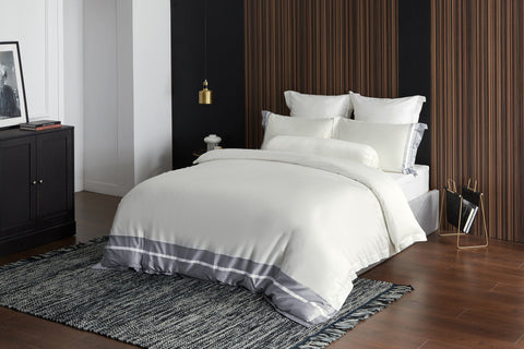 Hotelier Prestigio™ Supima Cotton Silk White Stripe Quilt Cover