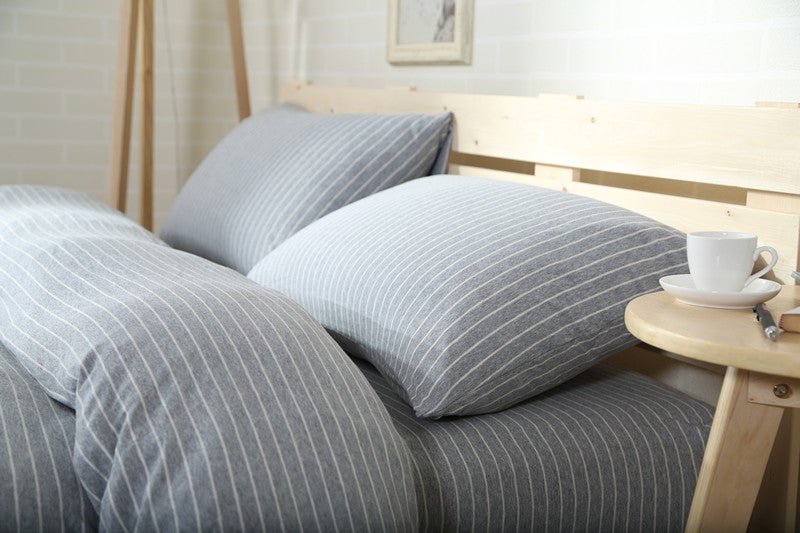 Cotton Pure™ Greyish Stripe Jersey Cotton Pillow Case - Bedding Affairs