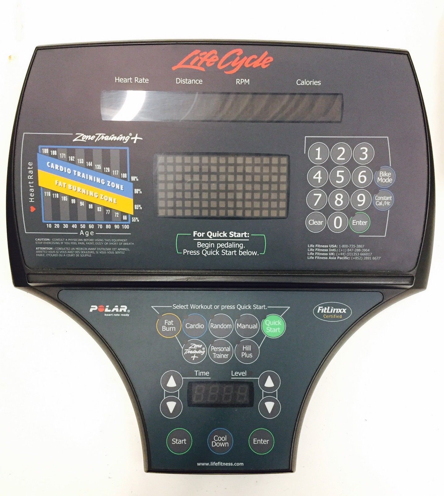 Life Fitness 95R 9500 HR Recumbent Bike Display Console Panel