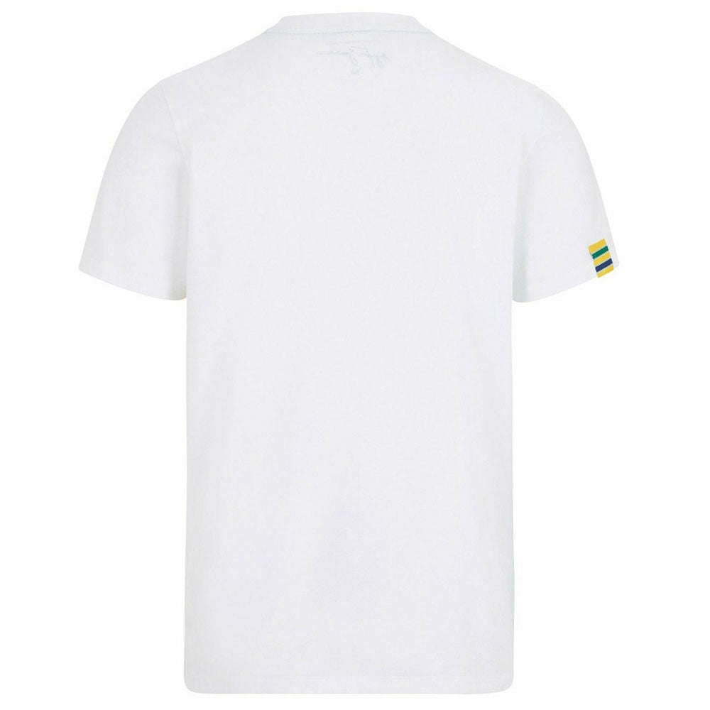 T-shirt homme manche courte col rond Blanc Ayrton Senna Formule 1 King