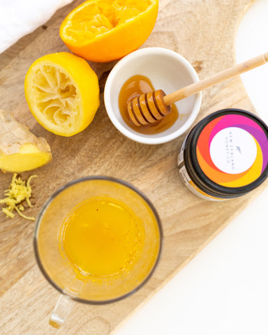 Manuka Honey Immunity Drink on cutting board