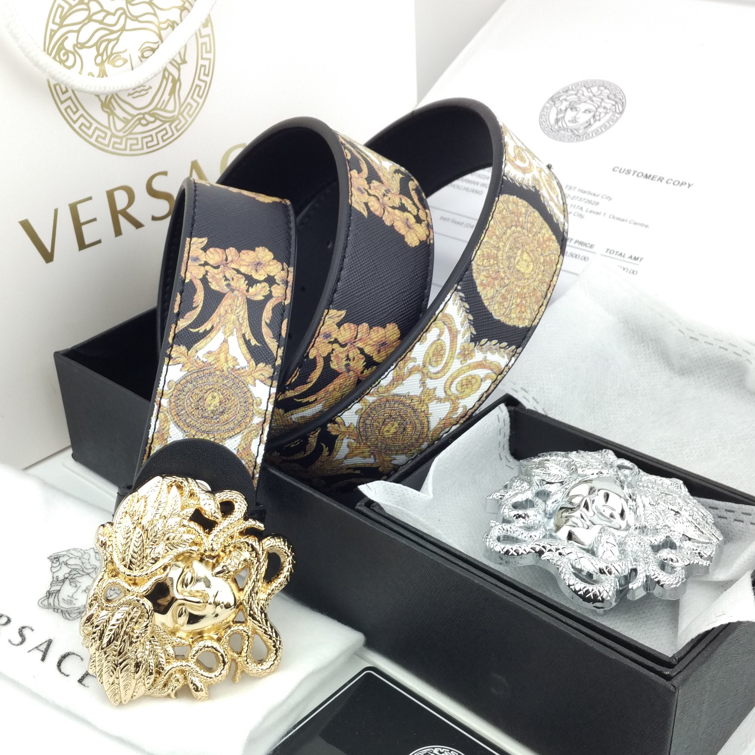 Versace fashion hot sale letter double buckle casual belt