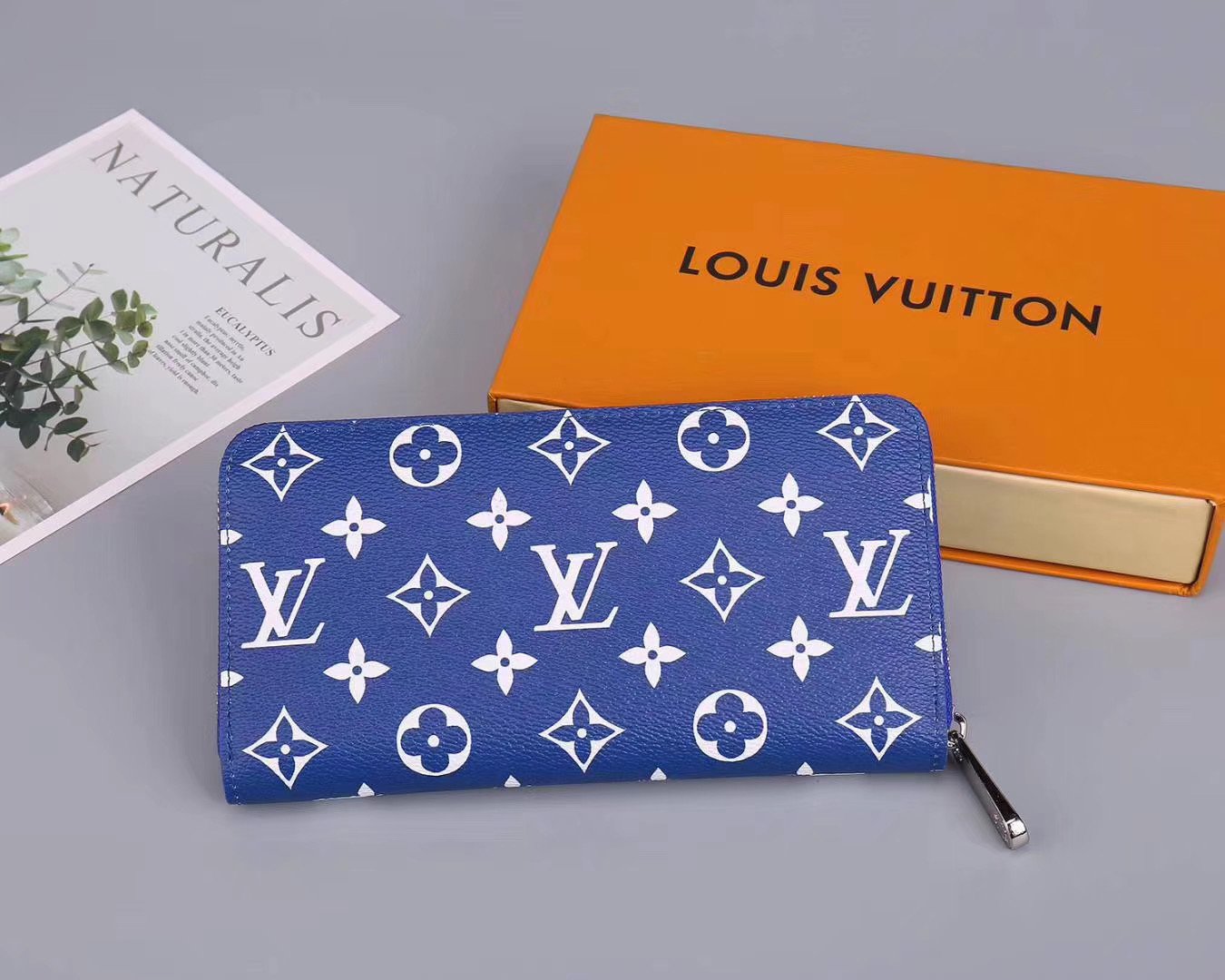 Inseva Louis Vuitton LV gradient color men and women printed letters long zipper clutch wallet