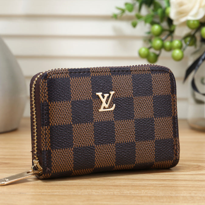 LV Louis Vuitton Leather Zipper Purse Wallet Bag