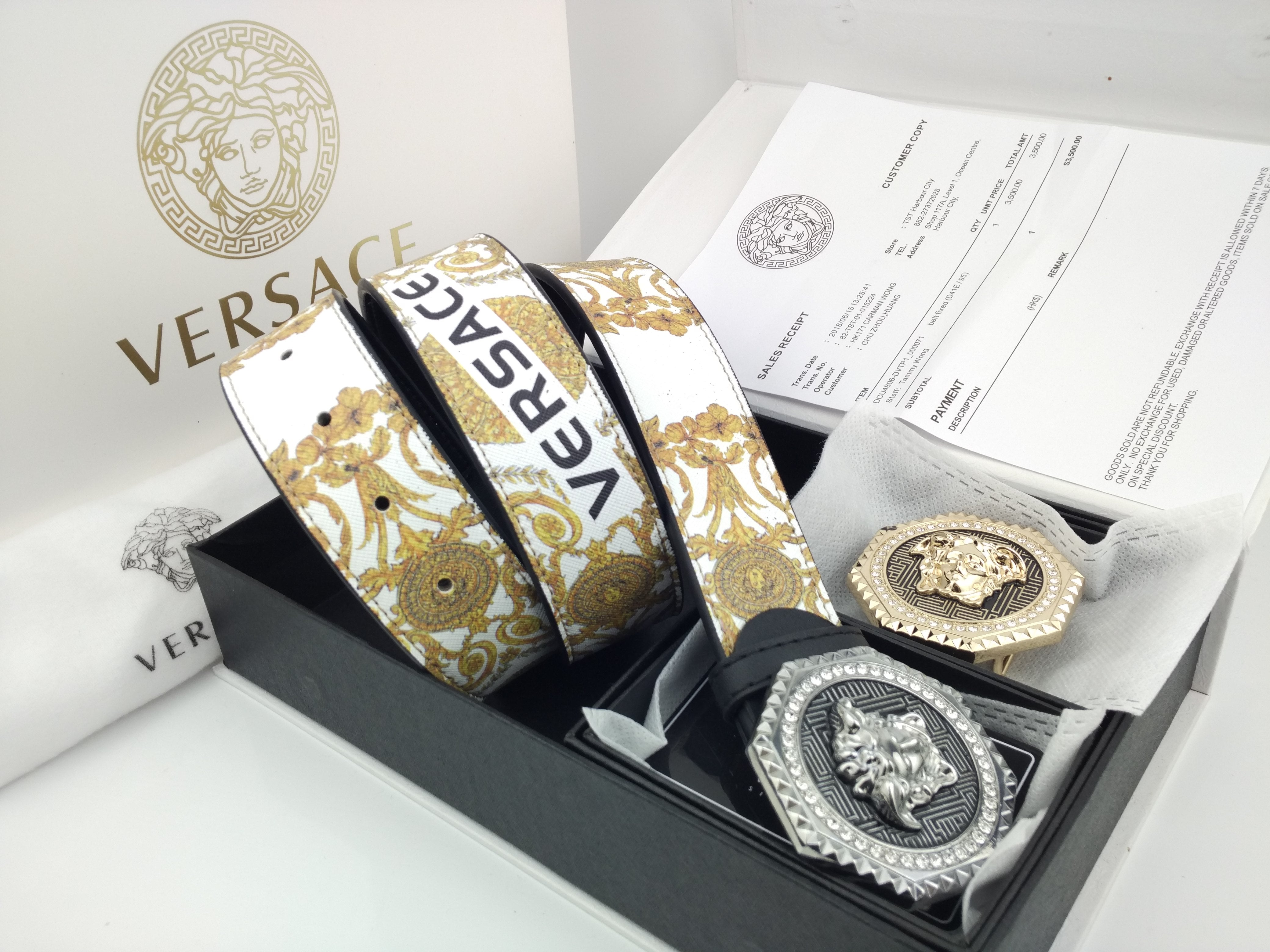 Versace fashion hot Women men sale letter double buckle casual belt