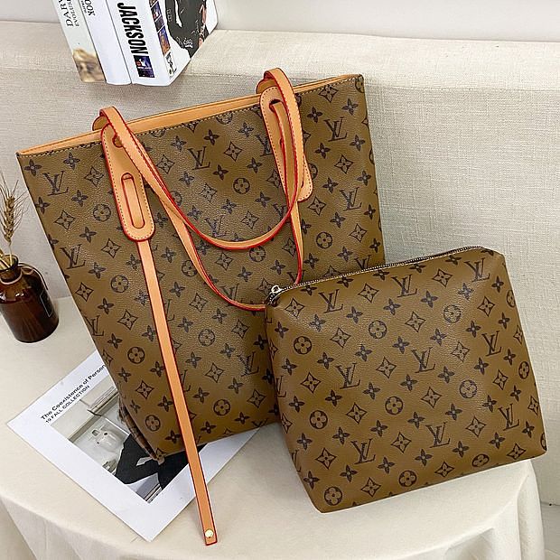 LV Louis Vuitton Monogram Canvas Handbag Shoulder Bag Two-Piece 